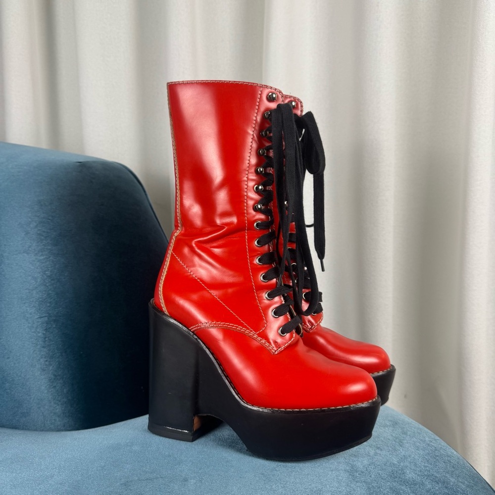 Chloé F/W 2007 Red Patent Leather Platform Boots sz EU 37 / US 6.5